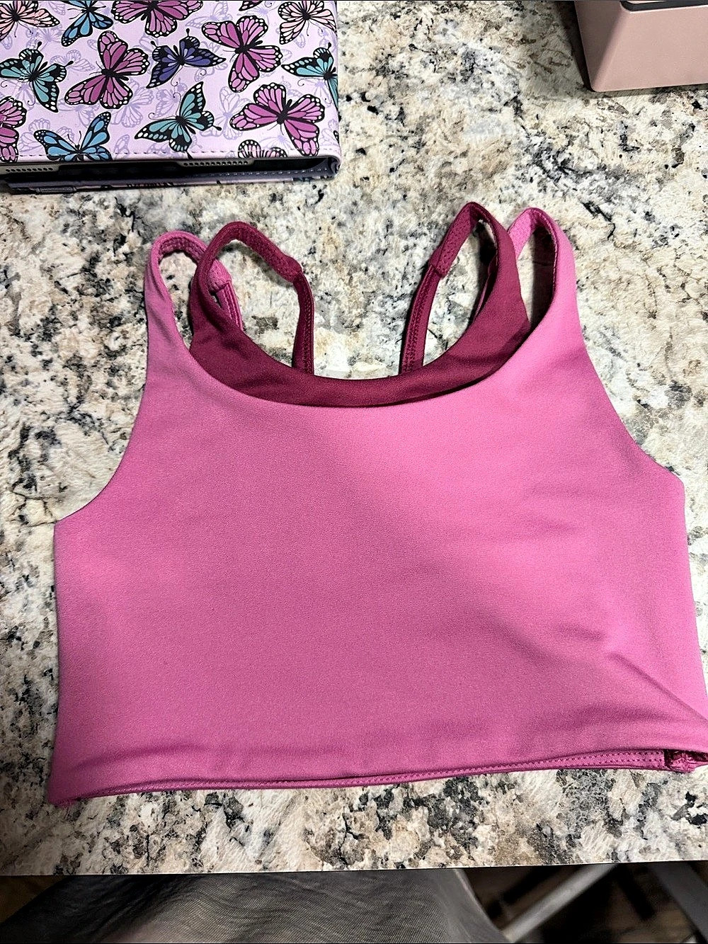 Athletic Works Girls Active Double Strap Tank Top / Sports Bra Pink Tank Top